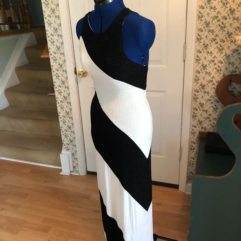 Diagonally Striped Knit Gown